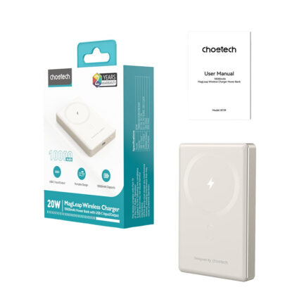 Повербанк 10000mAh Choetech B739 Silver QC3.0 PD3.0 бездротова магнітна зарядка - Зображення 4