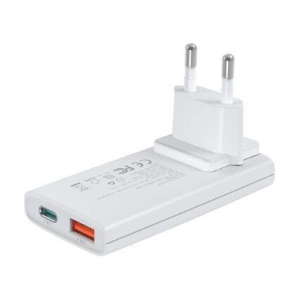 Мережевий зарядний пристрій Choetech PD6011 Ultra thin PD67W GAN A+C White