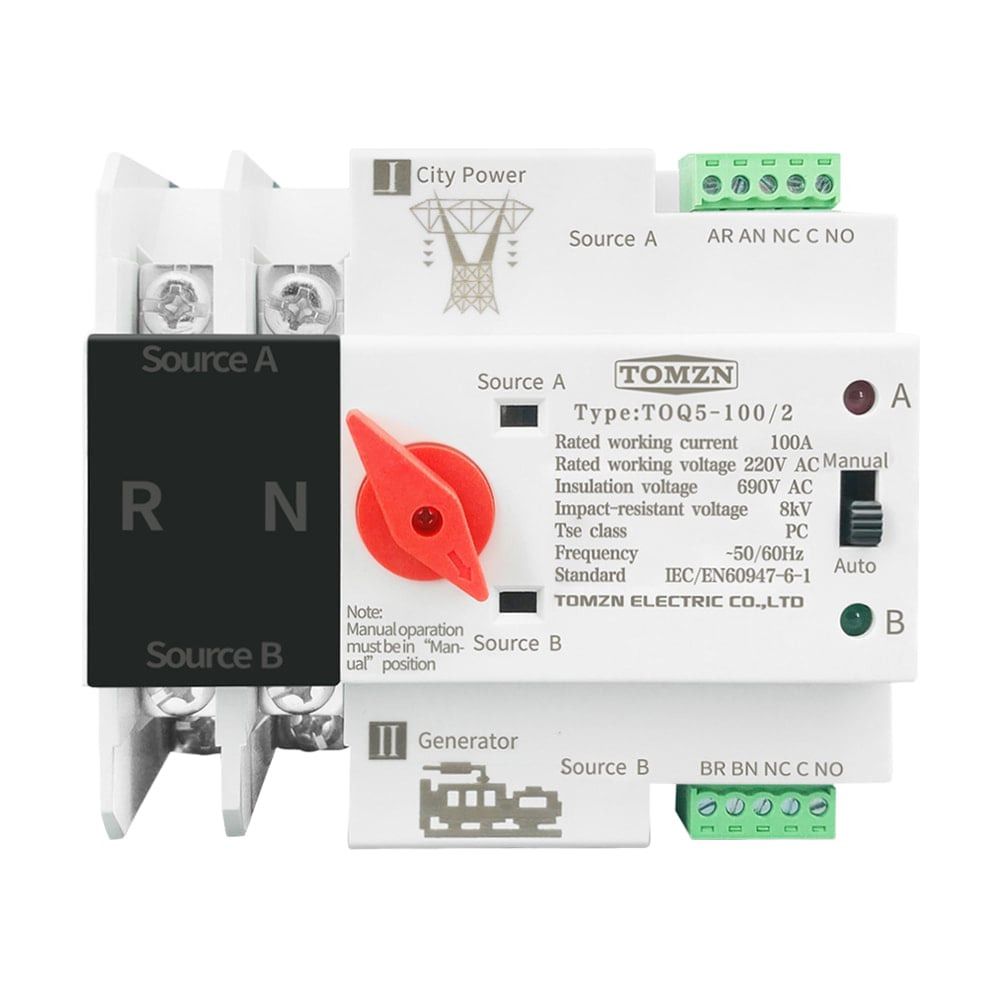 000024986_1_134 Автоматичний перемикач (АВР) під DIN-рейку TOMZN TOQ5/2P 100A 2 полюси - Зображення 1
