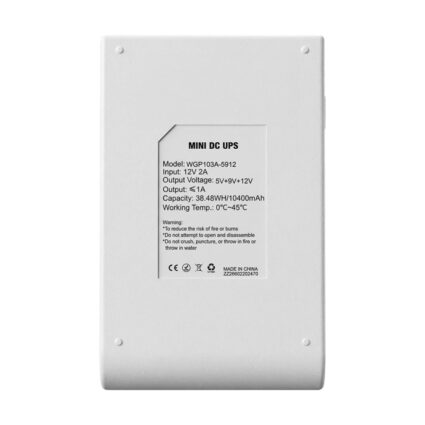 Джерело безперебійного живлення Mini UPS WGP UPS103A White 10400mAh 5V/9V/12V, Li-ion 4*2.6Ah, для роутера та оптичного терміналу - Зображення 5