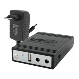 Комплект Mini UPS з блоком живлення: джерело безперебійного живлення Mini UPS WGP UPS1032 Black 10400mAh 5V/9V/12V, Li-ion 4*2.6Ah, для роутера і оптичного термінала та блок живлення SPF-1202B 12V/2A (24W)