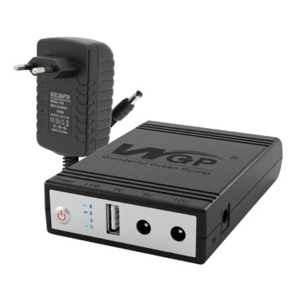 Комплект Mini UPS з блоком живлення: джерело безперебійного живлення Mini UPS WGP UPS1032 Black 10400mAh 5V/9V/12V, Li-ion 4*2.6Ah, для роутера і оптичного термінала та блок живлення SPF-1202B 12V/2A (24W)