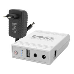 Комплект Mini UPS з блоком живлення: джерело безперебійного живлення Mini UPS WGP UPS103A White 10400mAh 5V/9V/12V, Li-ion 4*2.6Ah, для роутера і оптичного термінала та блок живлення SPF-1202B 12V/2A (24W)