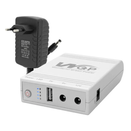 Комплект Mini UPS з блоком живлення: джерело безперебійного живлення Mini UPS WGP UPS103A White 10400mAh 5V/9V/12V, Li-ion 4*2.6Ah, для роутера і оптичного термінала та блок живлення SPF-1202B 12V/2A (24W)