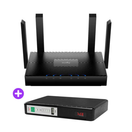 Комплект безперебійного зв’язку: WiFi 6 Mesh-маршрутизатор Cudy WR3000 + Mini UPS SKE POE-432N 8800mAh 5V/9V/12V/15V/24V/PoE, Li-ion 4*2.2Ah