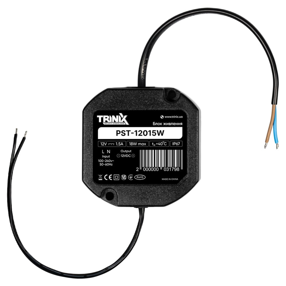 000021444_1_7 Блок живлення Trinix PST-12015W 12V/1.5A вологозахищений IP67 - Зображення 1