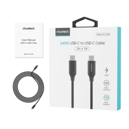 Кабель Choetech ХСС-1036 Black USB-C to USB-C PD3.1 240W 2m - Зображення 3