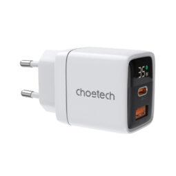 Мережевий зарядний пристрій Choetech PD6052 PD35W GAN A+C White