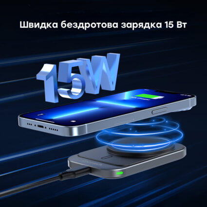 Автомобільний зарядний пристрій Choetech T206-F Black бездротова зарядка, магнітне кріплення — изображение 4