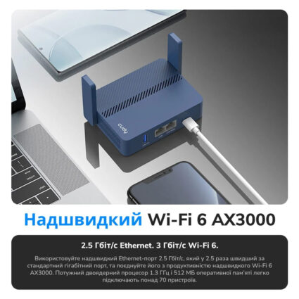WiFi 6 Mesh-маршрутизатор Cudy TR3000 дводіапазонний гігабітний портативний AX3000 — изображение 5
