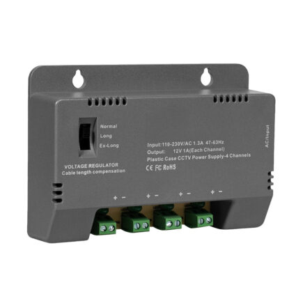 Блок живлення Kraft KRF-1204B (4CH) 60W, 4 канали навантаження, 12V/1A на 1 канал, з регулятором напруги для компенсації довжини кабелю - Зображення 3