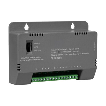 Блок живлення Kraft KRF-1208B (8CH) 96W, 8 каналів навантаження, 12V/1A на 1 канал, з регулятором напруги для компенсації довжини кабелю - Зображення 3