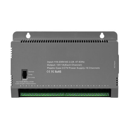 Блок живлення Kraft KRF-1216B (16CH) 200W, 16 каналів навантаження, 12V/1A на 1 канал, з регулятором напруги для компенсації довжини кабелю - Зображення 2
