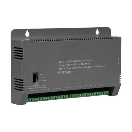 Блок живлення Kraft KRF-1216B (16CH) 200W, 16 каналів навантаження, 12V/1A на 1 канал, з регулятором напруги для компенсації довжини кабелю - Зображення 3