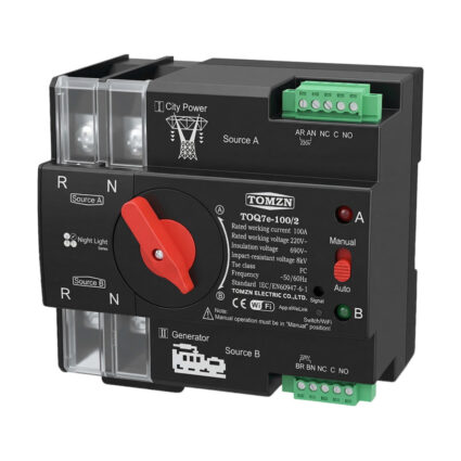 Автоматичний перемикач (АВР) під DIN-рейку з Wi-Fi TOMZN TOQ7e-100/2P 100A 2 полюси