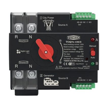 Автоматичний перемикач (АВР) під DIN-рейку з Wi-Fi TOMZN TOQ7e-100/2P 100A 2 полюси - Зображення 2