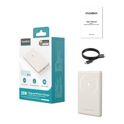 Повербанк 5000mAh Choetech B738 White QC3.0 PD3.0 бездротова магнітна зарядка - Зображення 5