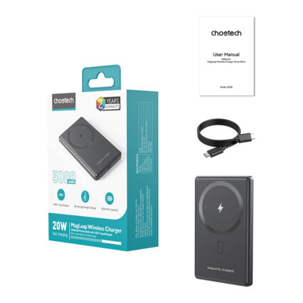 Повербанк 5000mAh Choetech B738 Black QC3.0 PD3.0 бездротова магнітна зарядка - Зображення 5