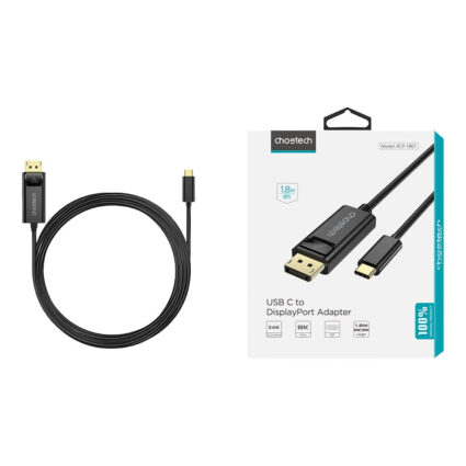 Кабель Choetech XCP-1801 Black USB-C to DisplayPort 8K@60Hz 1.8m - Зображення 4