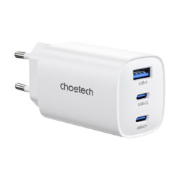 Мережевий зарядний пристрій Choetech PD9006 PD65W GAN USB-A+2xUSB-C White
