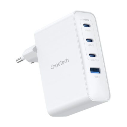 Мережевий зарядний пристрій Choetech PD9002 PD100W GAN USB-A+3xUSB-C White - Зображення 2