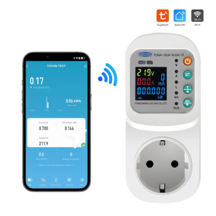 Розумна розетка з реле контролю напруги та струму з Wi-Fi (Tuya) TOMZN TOSVA-16LW EU 16A, моніторинг енергоспоживання, захист від витоку струму - Зображення 5