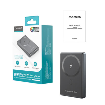 Повербанк 10000mAh Choetech B739 Black QC3.0 PD3.0 бездротова магнітна зарядка - Зображення 4