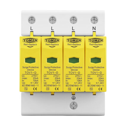 Обмежувач напруги TOMZN TOV1-20/4P 275V AC 10-20kA під DIN-рейку 4 полюси