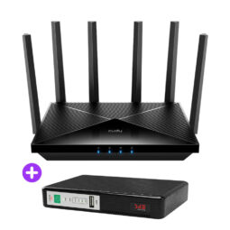 Комплект безперебійного зв’язку: WiFi 7 Mesh-маршрутизатор Cudy WR11000 + Mini UPS SKE POE-432N 8800mAh 5V/9V/12V/15V/24V/PoE, Li-ion 4*2.2Ah