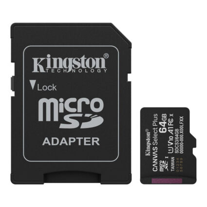 Карта пам'яті microSDXC Kingston 64GB Canvas Select Plus Class 10 UHS-I + SD-адаптер (SDCS3/64GB)