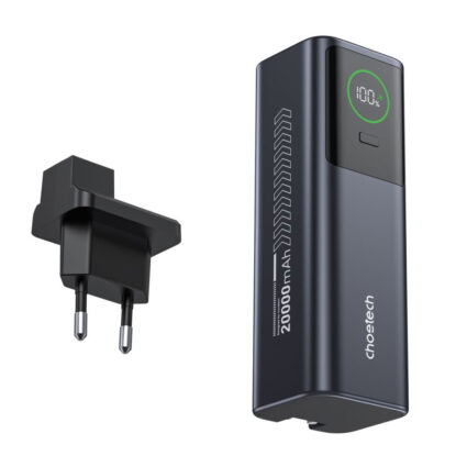 Повербанк 20000mAh Choetech B1012 Grey 100W з EU адаптером QC3.0 PD3.0, вбудований кабель