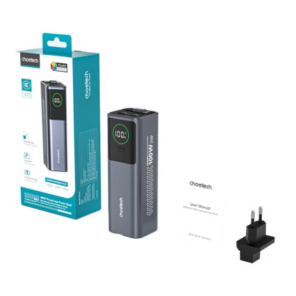 Повербанк 20000mAh Choetech B1012 Grey 100W з EU адаптером QC3.0 PD3.0, вбудований кабель — изображение 3
