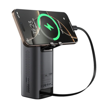 Повербанк 20000mAh Choetech B815 Grey 130W QC3.0 PD3.0 TFT Smart дисплей, вбудований кабель - Зображення 3