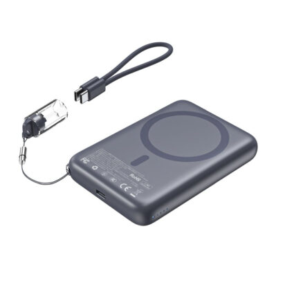 Повербанк 10000mAh Choetech B862 Grey 22.5W QC3.0 PD3.0 бездротова магнітна зарядка MagSafe — изображение 2