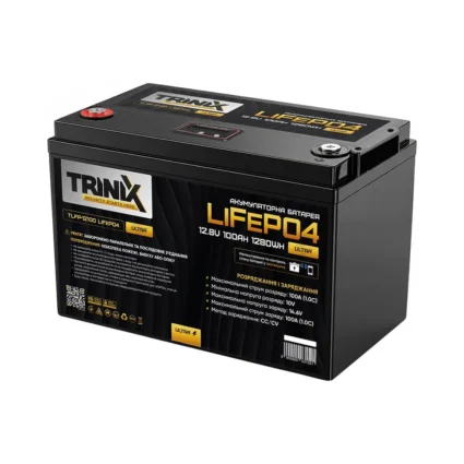Акумуляторна батарея літій-залізо-фосфатна 12.8В 100А*год Trinix TLFP-12100 Ultra LiFePO4 з Bluetooth (Black)