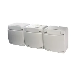 Hermetics ETI 4668023 Розетка 3-на з з/к Schuko RHE-3s (біла/біла кришка