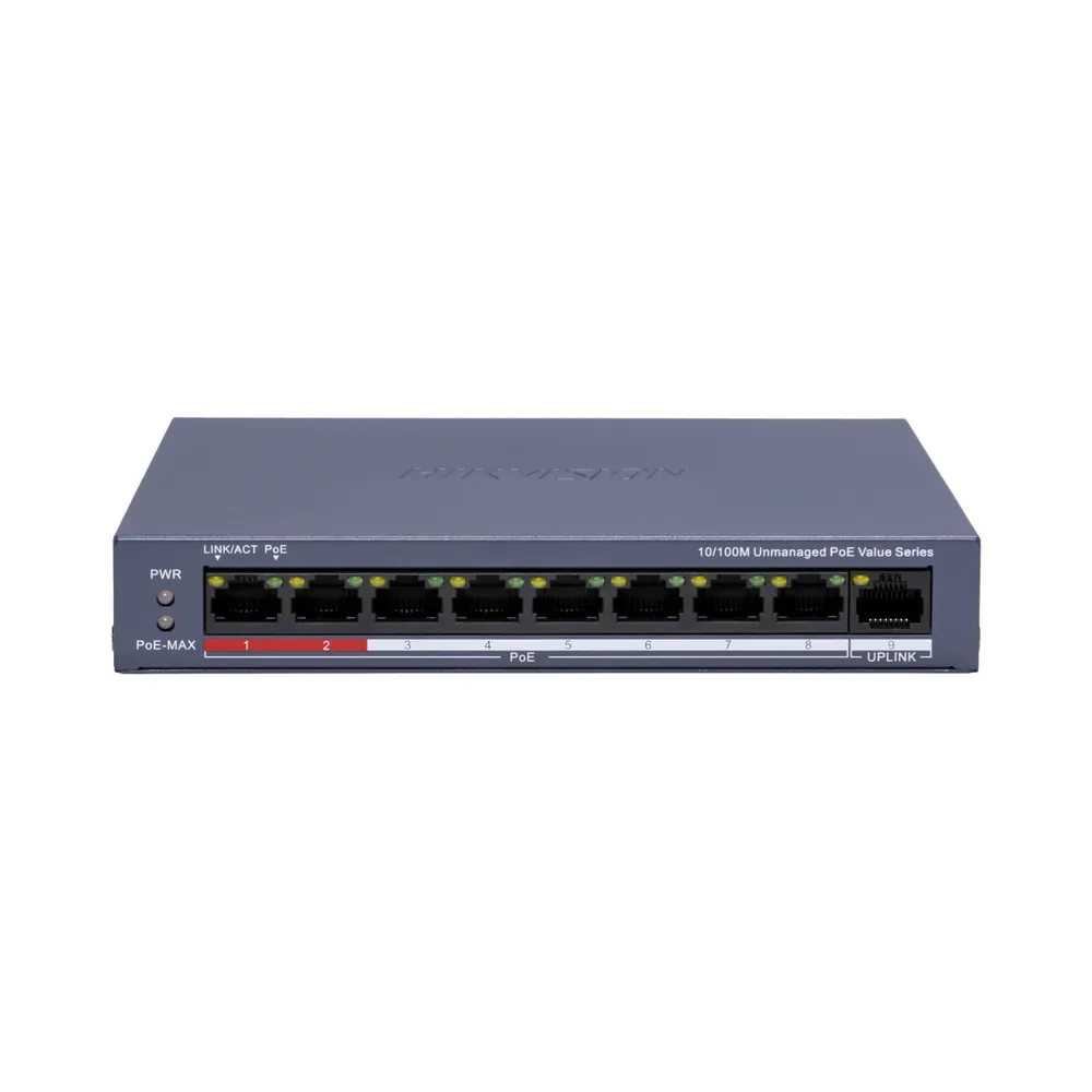 Hikvision DS-3E0109P-E/M(C) POE Комутатор 9 портів некерований Hikvision DS-3E0109P-E/M(C) POE Комутатор 9 портів некерований
