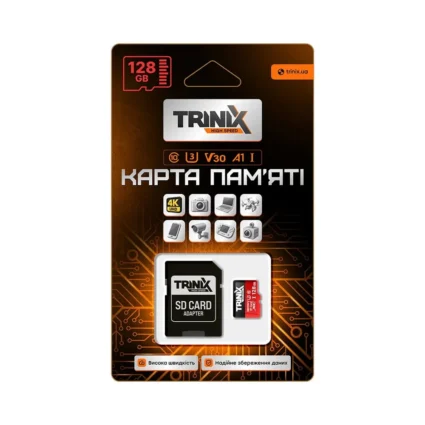 Карта пам’яті Trinix 128GB miсroSDXC з SD-адаптером U3 V30 A1