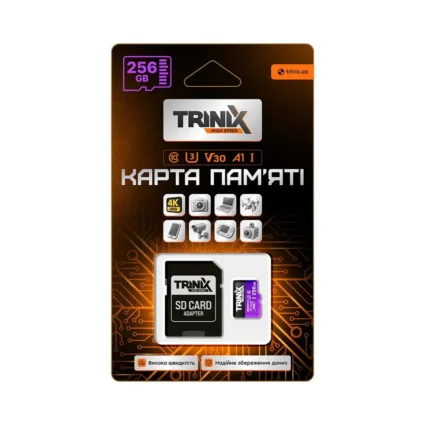 Карта пам’яті Trinix 256GB miсroSDXC з SD-адаптером U3 V30 A1