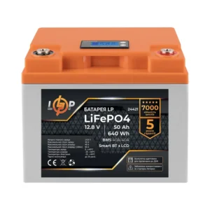 Акумулятор LP LiFePO4 12,8V - 50 Ah (640Wh) (BMS 40A/40А) пластик LCD Smart BT