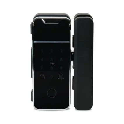 Замок біометричний автономний на скляні двері Trinix TRL-3307BTG з Bluetooth, зчитувачем відбитків пальців і карт Mifare