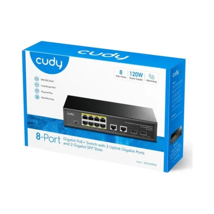 PoE-комутатор 12-портовий некерований Cudy GS1010PS2 гігабітний з 8 портами PoE+, 120W