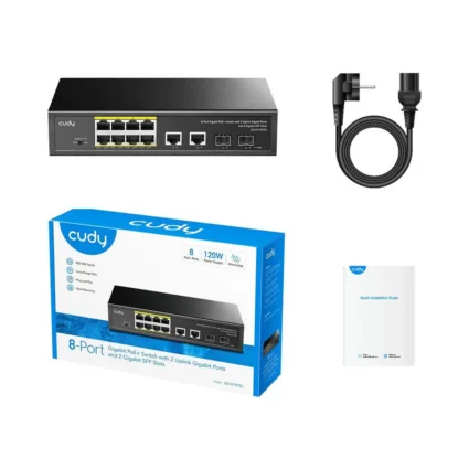 PoE-комутатор 12-портовий некерований Cudy GS1010PS2 гігабітний з 8 портами PoE+, 120W