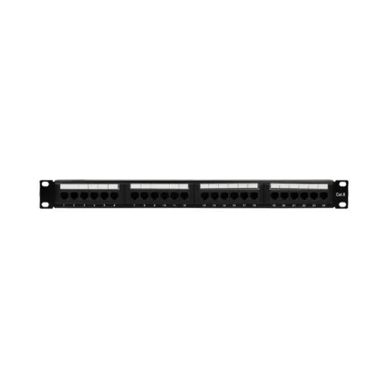 Патч-панель 24 порти NVC-PN-01/24 CAT5/CAT6 19" 1U неекранована, з заднім організатором кабелю