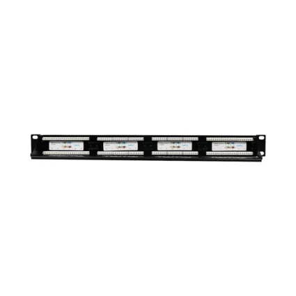 Патч-панель 24 порти NVC-PN-01/24 CAT5/CAT6 19" 1U неекранована, з заднім організатором кабелю