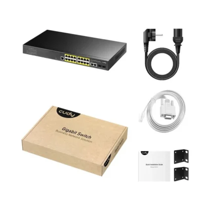 PoE-комутатор 21-портовий керований L2 Cudy GS2018PS2-200W гігабітний з 16 портами PoE, 200W