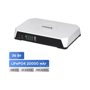Джерело безперебійного живлення DC UPS Trinix TRX-MUPS-3648PoE (20000mAh LiFePo4) 5V/9V/12V/24V/48V/PoE, LiFePo4 4*5Ah, для роутера і медіаконвертера