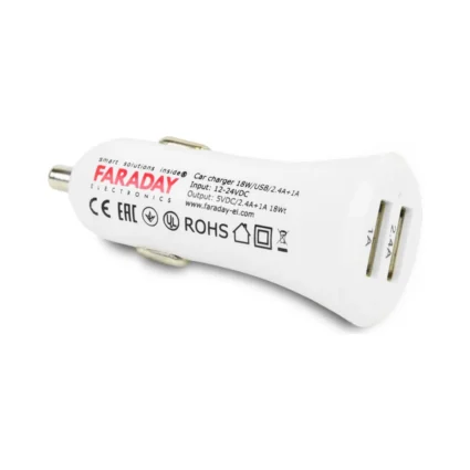 Автомобільний зарядний пристрій Faraday Electronics 18W/USB/2.4A +1 A car з 2 USB виходами 2.4 А і 1А