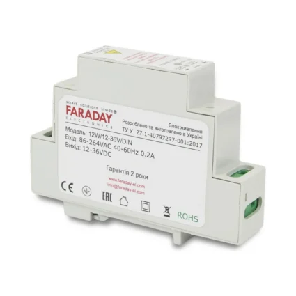 Блок живлення Faraday Electronics 12W/12-36V/DIN для кріплення на DIN рейку
