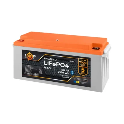 Акумулятор LP LiFePO4 25,6V - 100 Ah (2560Wh) (BMS 80A/50А) пластик Smart BT